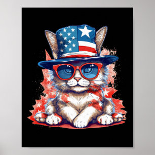 Funny Cat Patriotic Usa Flag American 4. Juli Poster