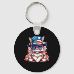 Funny Cat Patriotic Usa Flag American 4. Juli Schlüsselanhänger
