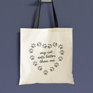 Funny Cat Paw Print Heft Quote Pet Tote Tasche