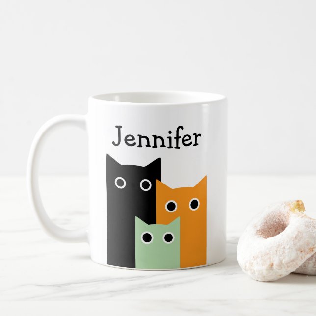 Funny Cat, Personalisiert Kaffeetasse (Mit Donut)