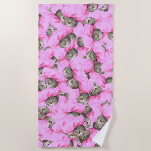 Funny Cat Pink Strandtuch