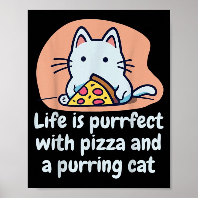 Funny Cat Pizza Lover Kitten Niedlich Cat Unglaubl Poster (Vorne)