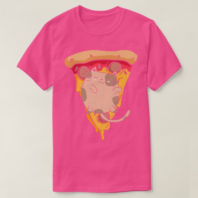 Funny Cat Pizza  T-Shirt (Design vorne)