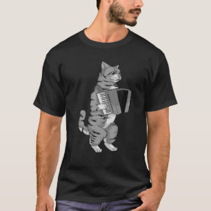 Funny Cat Playing Accordion Cool Musiker Harmoniu T-Shirt