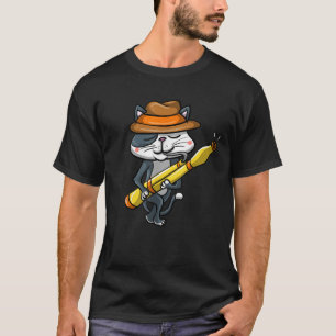 Funny Cat Playing Bassoon Cool Tier Lover Musici T-Shirt