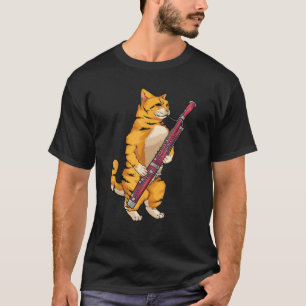 Funny Cat Playing Bassoon Cool Tier Lover Musici T-Shirt
