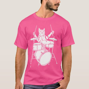 Funny Cat Playing Drum Kit T-Shirt