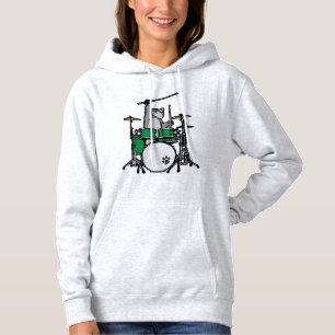 Funny Cat Playing Drums, Cat Drummer Hoodie
