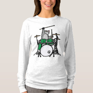 Funny Cat Playing Drums, Cat Drummer T-Shirt