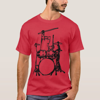 Funny Cat Playing Drums T-Shirt