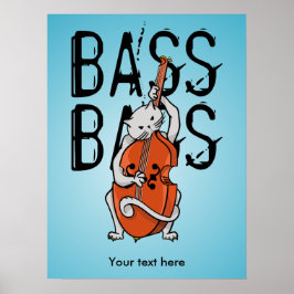 Funny Cat Playing ein Double Bass oder Cello Poster