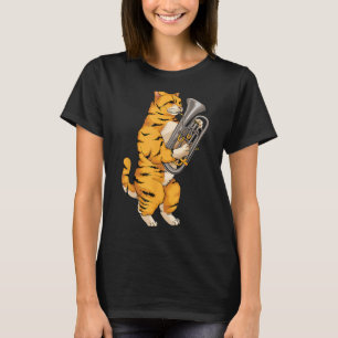 Funny Cat Playing Euphonium Coole Liebe T-Shirt