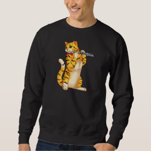 Funny Cat Playing Flute Coolen Tiermusiker Flute Sweatshirt