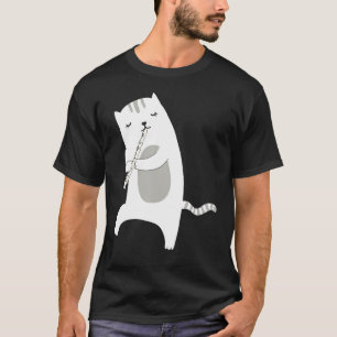 Funny Cat Playing Flute Musikinstrument Flutist T-Shirt