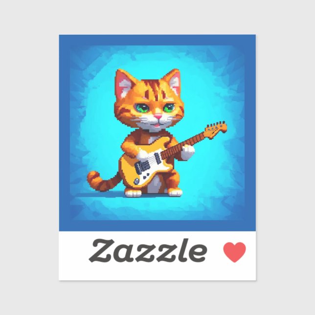 Funny Cat Playing Guitar Aufkleber (Blatt)
