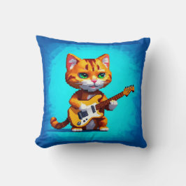 Funny Cat Playing Guitar Kissen