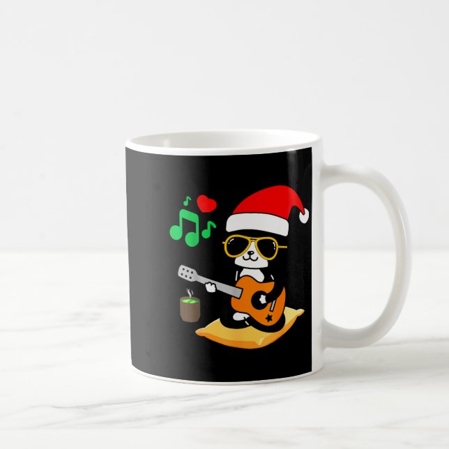 Funny Cat Playing Guitar Sungles Santa Hat Christm Kaffeetasse (Rechts)