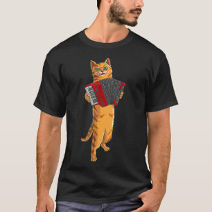 Funny Cat Playing Harmonidion Cool Musician Gift T-Shirt