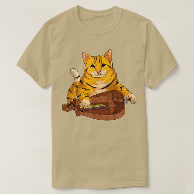 Funny Cat Playing Hurdy Gurdy Geschenk Coole Kitte T-Shirt (Design vorne)