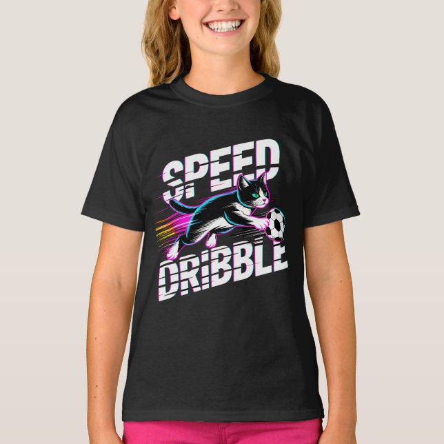 Funny Cat Playing Soccer - Gift for Kids & Teens T-Shirt (Vorderseite)