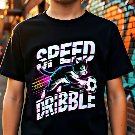 Funny Cat Playing Soccer - Gift for Kids & Teens Tri-Blend Shirt