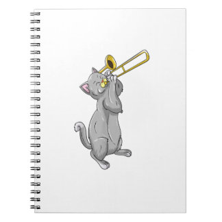 Funny Cat Playing Trombone Geschenk Coole Kitten M Notizblock