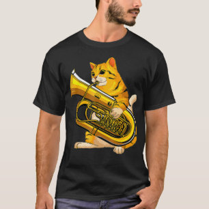Funny Cat Playing Tuba Gift Cute Kitten Musician T-Shirt