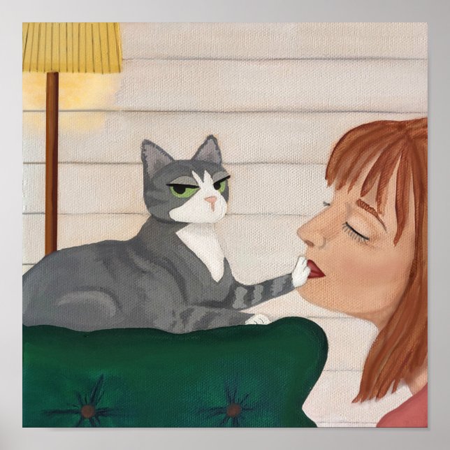 Funny Cat Poster - Ablehnung der Zuneigung (Vorne)