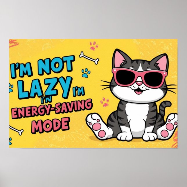Funny Cat Poster Cartoon Katze mit Sonnenbrille (Vorne)