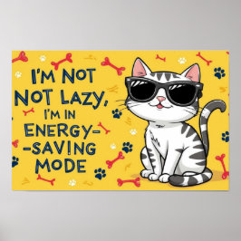 Funny Cat Poster, Cartoon Katze mit Sonnenbrille Poster