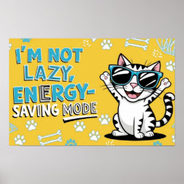 Funny Cat Poster, Cartoon Katze mit Sonnenbrille Poster