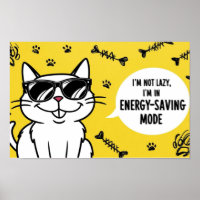 Funny Cat Poster, Cartoon Katze mit Sonnenbrille