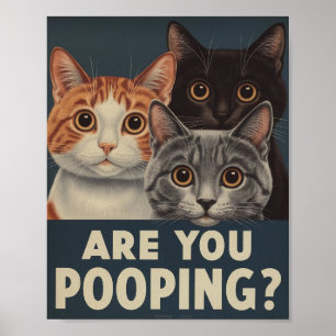 Funny Cat Poster   Kacke du?   Cat Art