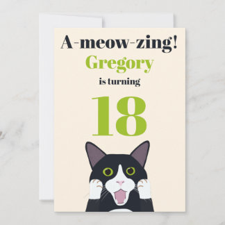 Funny Cat Pun 18. Geburtstagsfeier Einladung