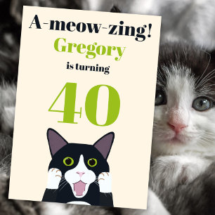 Funny Cat Pun 40. Party Einladung