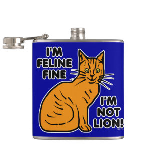 Funny Cat Pun Orange Feline Fine Kitty Flachmann