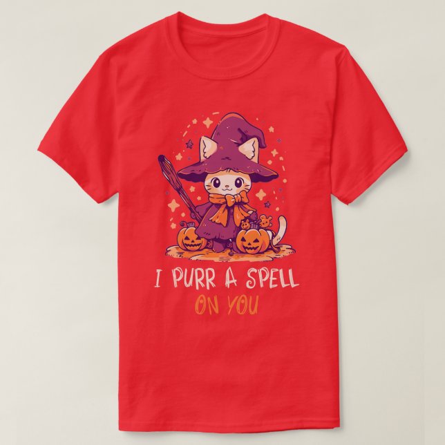 Funny Cat Pun Witch Zauber Grafik Männer Kinder Fr T-Shirt (Design vorne)