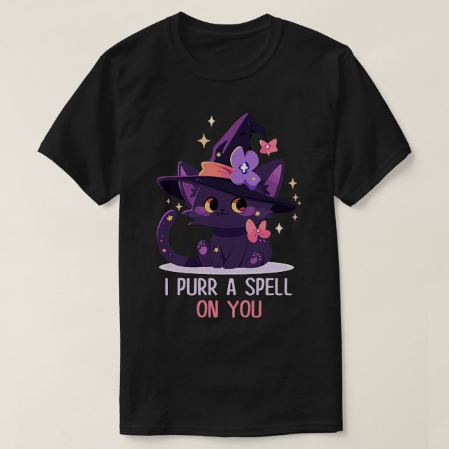Funny Cat Pun Witch Zauber Grafik Männer Kinder Fr T-Shirt (Design vorne)