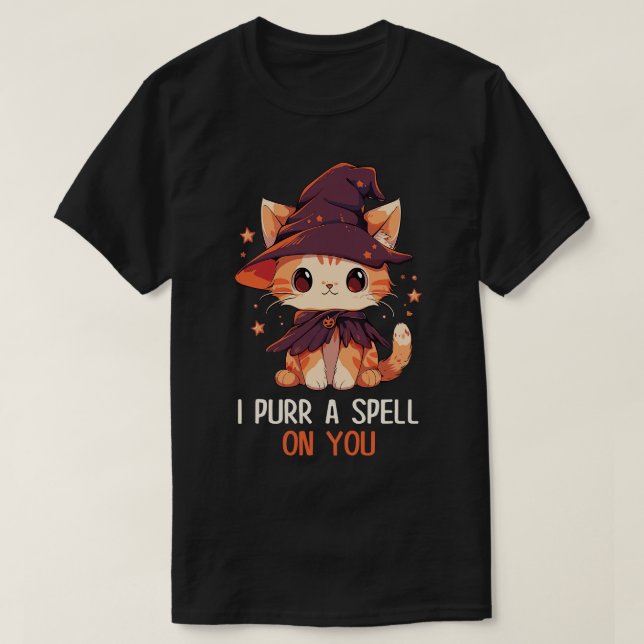 Funny Cat Pun Witch Zauber Grafik Männer Kinder Fr T-Shirt (Design vorne)