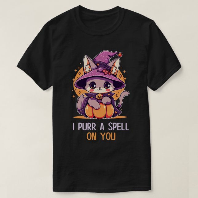 Funny Cat Pun Witch Zauber Grafik Männer Kinder Fr T-Shirt (Design vorne)