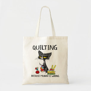 Funny Cat Quilting, weil Mord ist falsche Katze Tragetasche