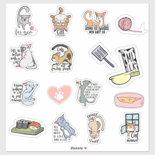 Funny Cat Quotes Stickers Aufkleber (Blatt)