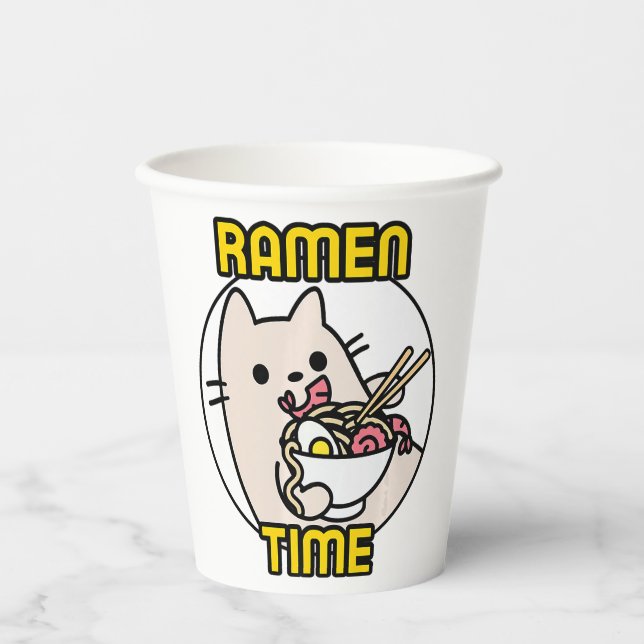 Funny Cat Ramen Animal Lover Pet Eigentümer Pappbecher (Vorderseite)
