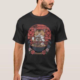 Funny Cat Ramen Graphic T-Shirt Japanisch Kawaii A