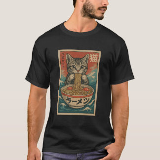Funny Cat Ramen Graphic T-Shirt Japanisch Kawaii A