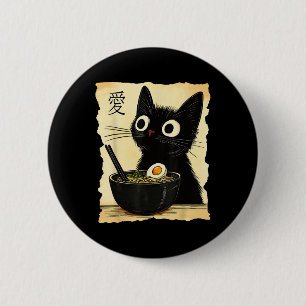 Funny Cat Ramen Graphic T-Shirt Japanisch Kawaii A Button