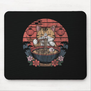 Funny Cat Ramen Graphic T-Shirt Japanisch Kawaii A Mousepad