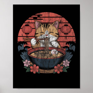 Funny Cat Ramen Graphic T-Shirt Japanisch Kawaii A Poster