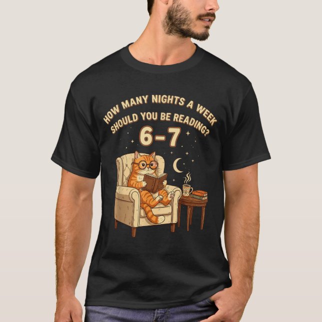 Funny Cat Reading 6-7 Meme Englieacher Book Lover  T-Shirt (Vorderseite)