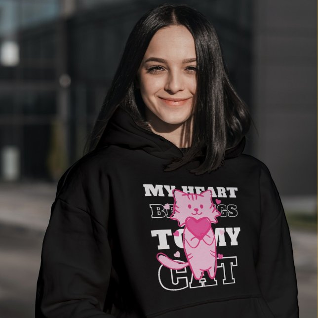 Funny Cat Redewendungen Mein Herz gehört meiner Ka Hoodie (Von Creator hochgeladen)